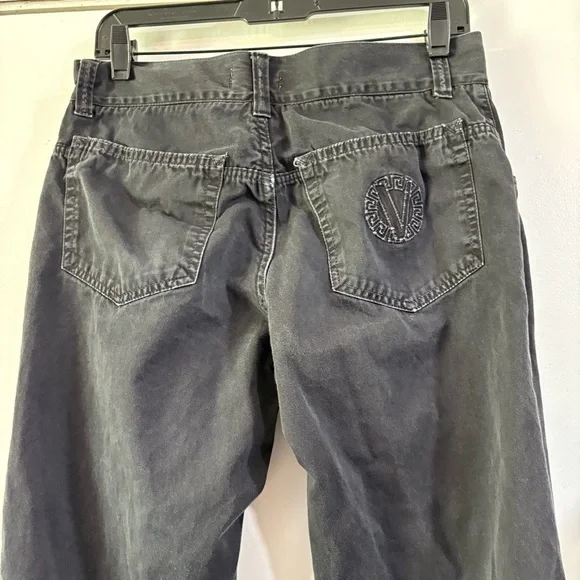 Vintage Versace Jeans Collection Pants Mens 32 Straight Logo Black Distressed